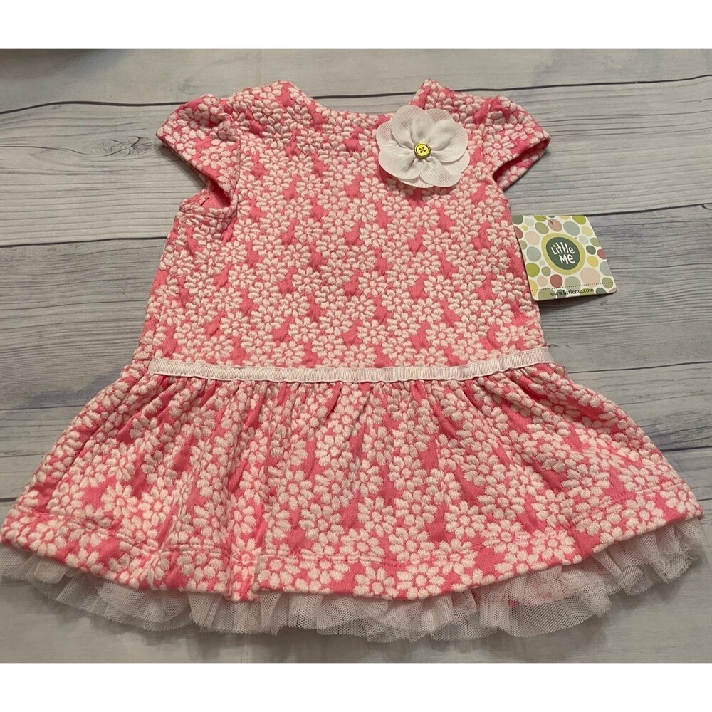 NEW! NWT Little Me Little Girl Toddler Pink Flower Dress, Size 12 months